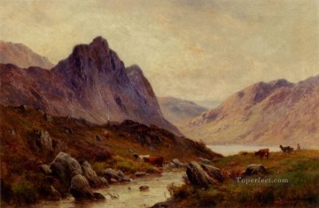 Falcon Craig Derwentwater paisaje Alfred de Breanski Snr Montaña Pinturas al óleo